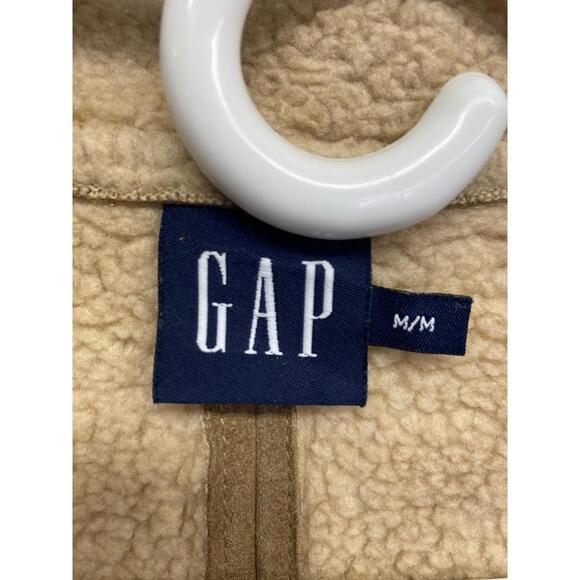 Vintage GAP Women's Brown Leather Suede Faux Shearling Zip-Up Jacket Size M - Picture 4 of 6